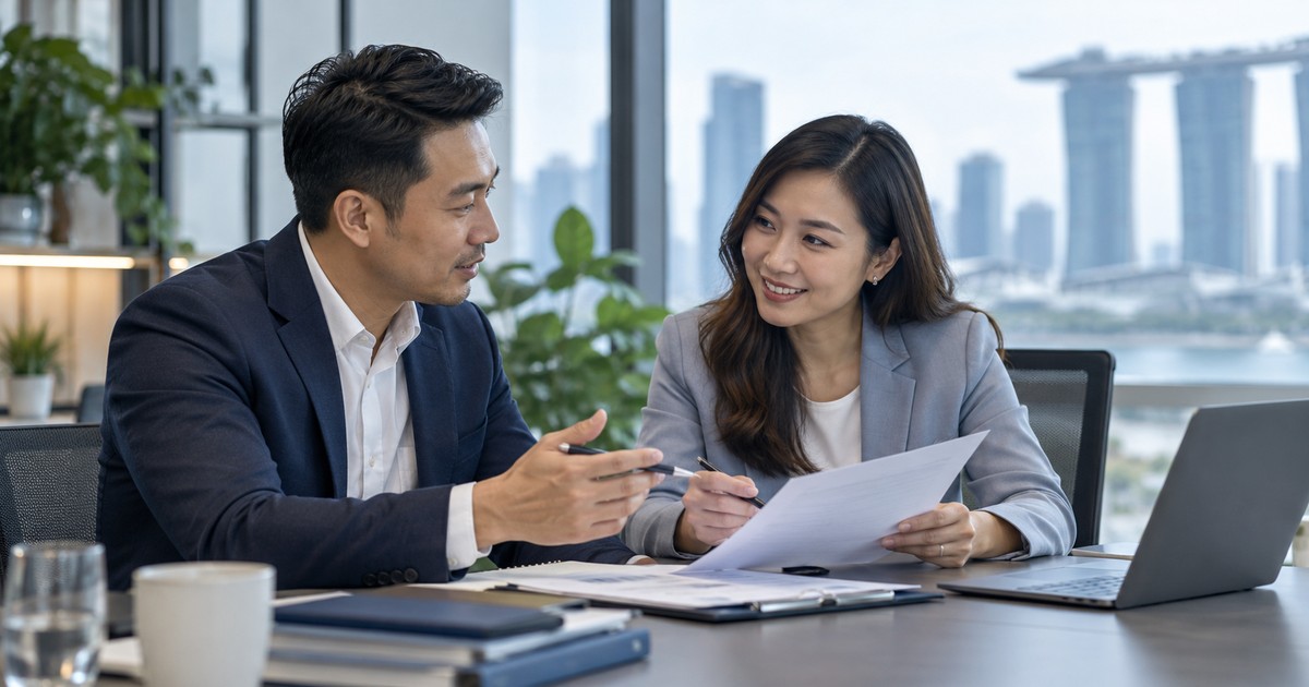 An SME owner and recruiter discussing a recruitment-agency brief.