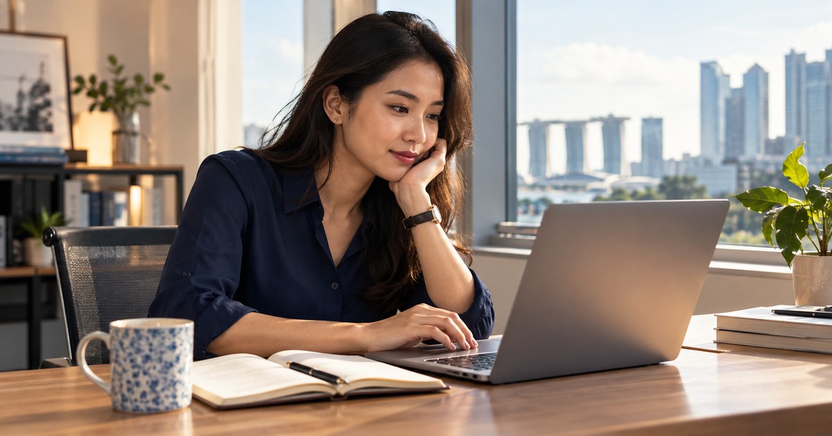 A recruiter preparing a considerate candidate email at a laptop.