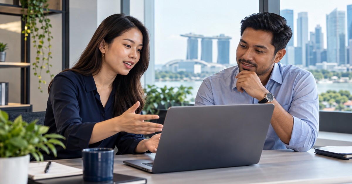 A customer success specialist discusses a fictional product workflow with a business client.