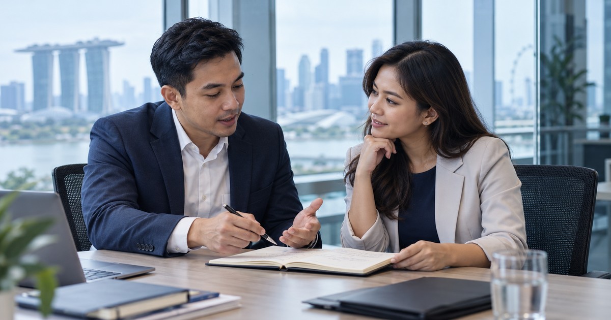 A hiring manager and recruiter agreeing a clear role brief.